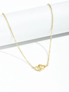 Colar Feminino Tiny Double Hollow Heart
